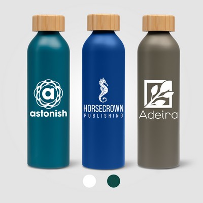 Eden - 20 oz. Aluminum Water Bottle with Bamboo Lid - Silkscreen